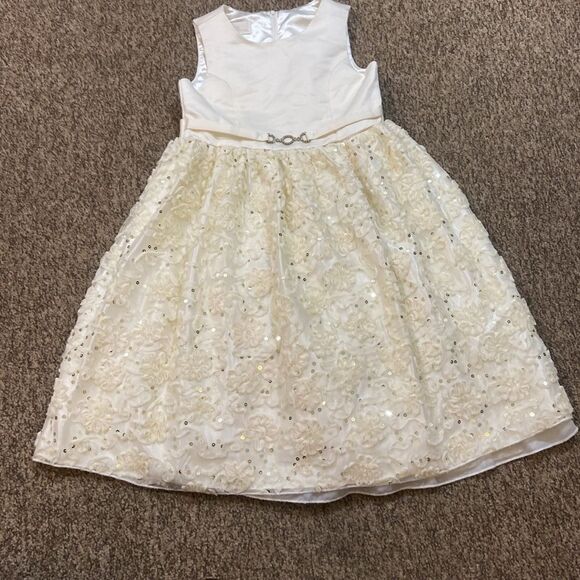 American Princess White and Cream A-Line Sleeveless Dress Size 8 - Picture 12 of 12